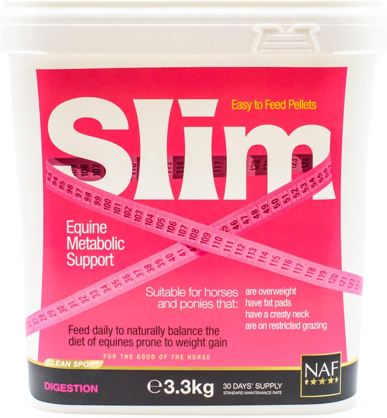 NAF Slim 3.3kg โ Nutritional Support for Weight Management in Horses & Ponies โ Low-Calorie Supplement with Added Vitamins, Minerals & Gut Support
