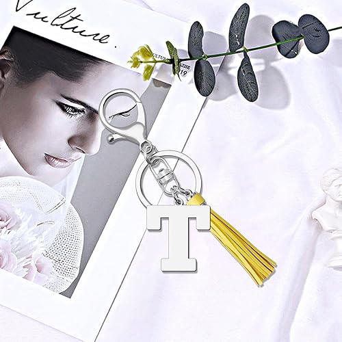 Miniatura 6 de YaeYur Llavero con letra inicial de la A a la Z, llavero del alfabeto para mujer, mochila, llavero para decoración de automóvil (letra T)
