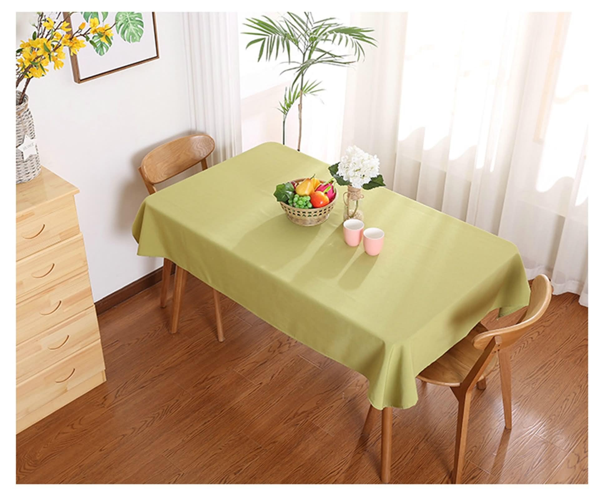 Ensemble de tablières de camping en polyester solide pour mariage, maison, dîner en plein air, décoration durable et élégante Vert gazon 249 x 140 cm