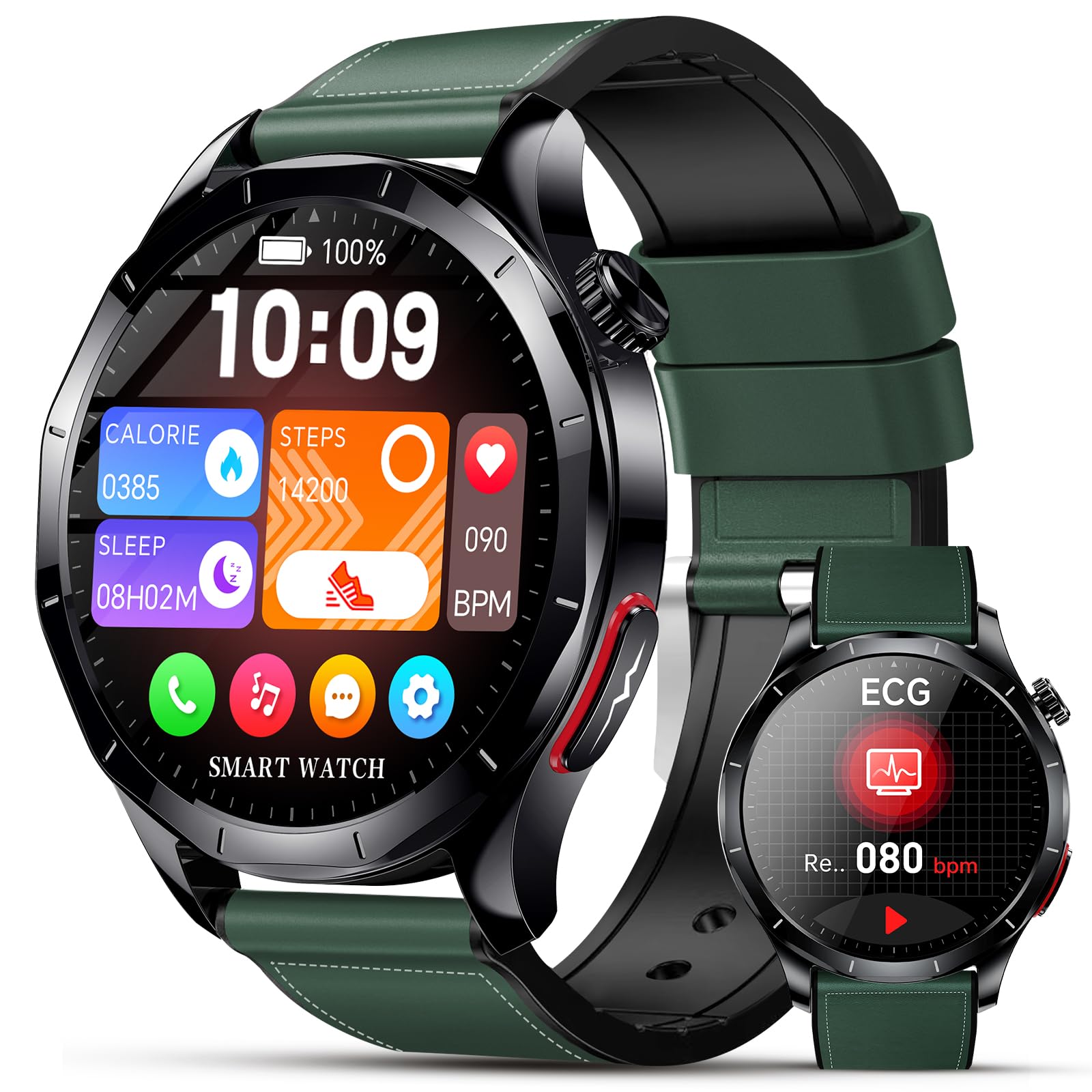 2026 Nouv’ Montre Connectée Homme avec ECG+HRV/Pressιon artérιelle/IMC,1,43" AMOLED Smartwatch avec Fonction SOS,24/7 Fréquence Cardiaque/Sommeil/SpO2 Monitor, IP68 pour Android/iOS