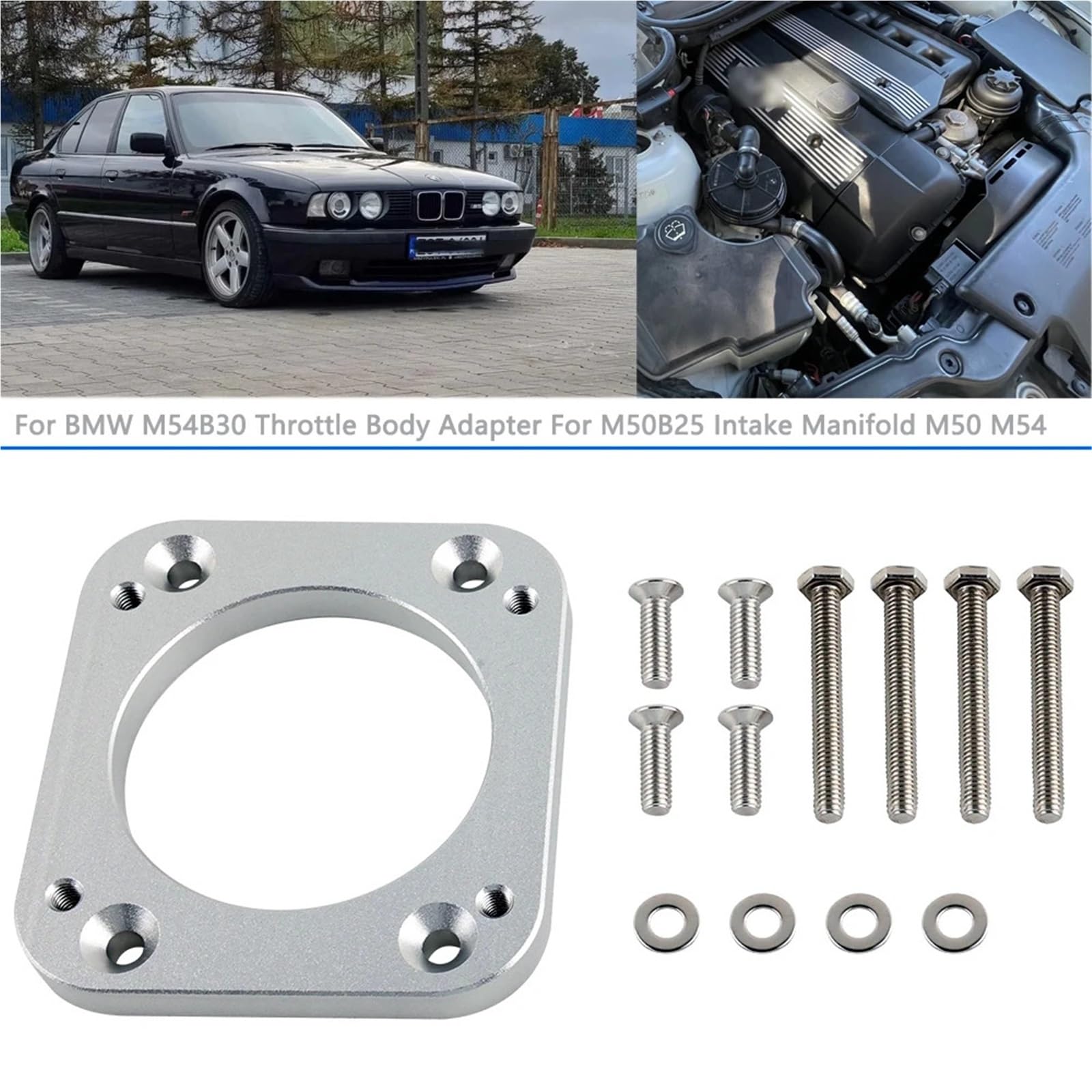 Korpusy przepustnicy silnika samochodowego Części kolektora dolotowego M50 M54 zestaw płyt adaptacyjnych przepustnicy pasujący do BMW M54B30 do M50B25 Przepustnica kontroli powietrza