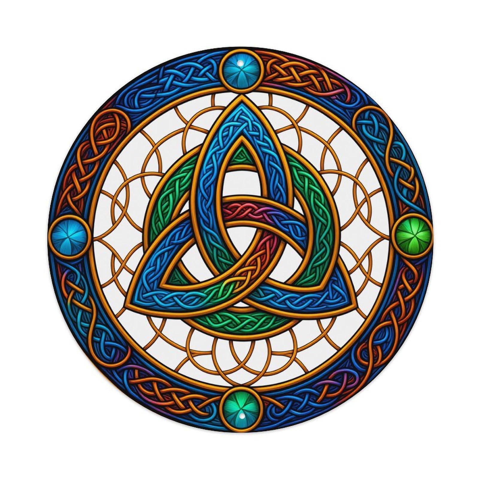 Celtic Knot Triquetra Design Pattern Round Tin Sign Vintage Metal Poster, Home Bar Garage Man Cave Cafe Indoor & Outdoor Wall Decoration 8x8Inches