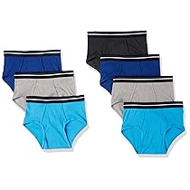 Amazon Essentials Slip Intimo Traspirante in Cotone Senza Etichetta Uomo, Pacco da 7, Blu, Grigio, Nero, XS