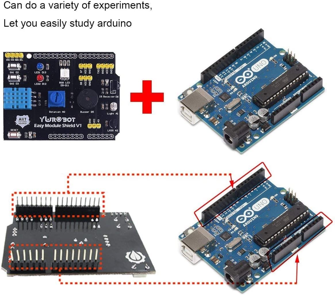 DollaTek Arduino Uniwersalna karta rozszerzeń Arduino z czujnikiem wilgotności i czujnikiem temperatury 9 w 1, kompatybilna z Arduino UNO R3