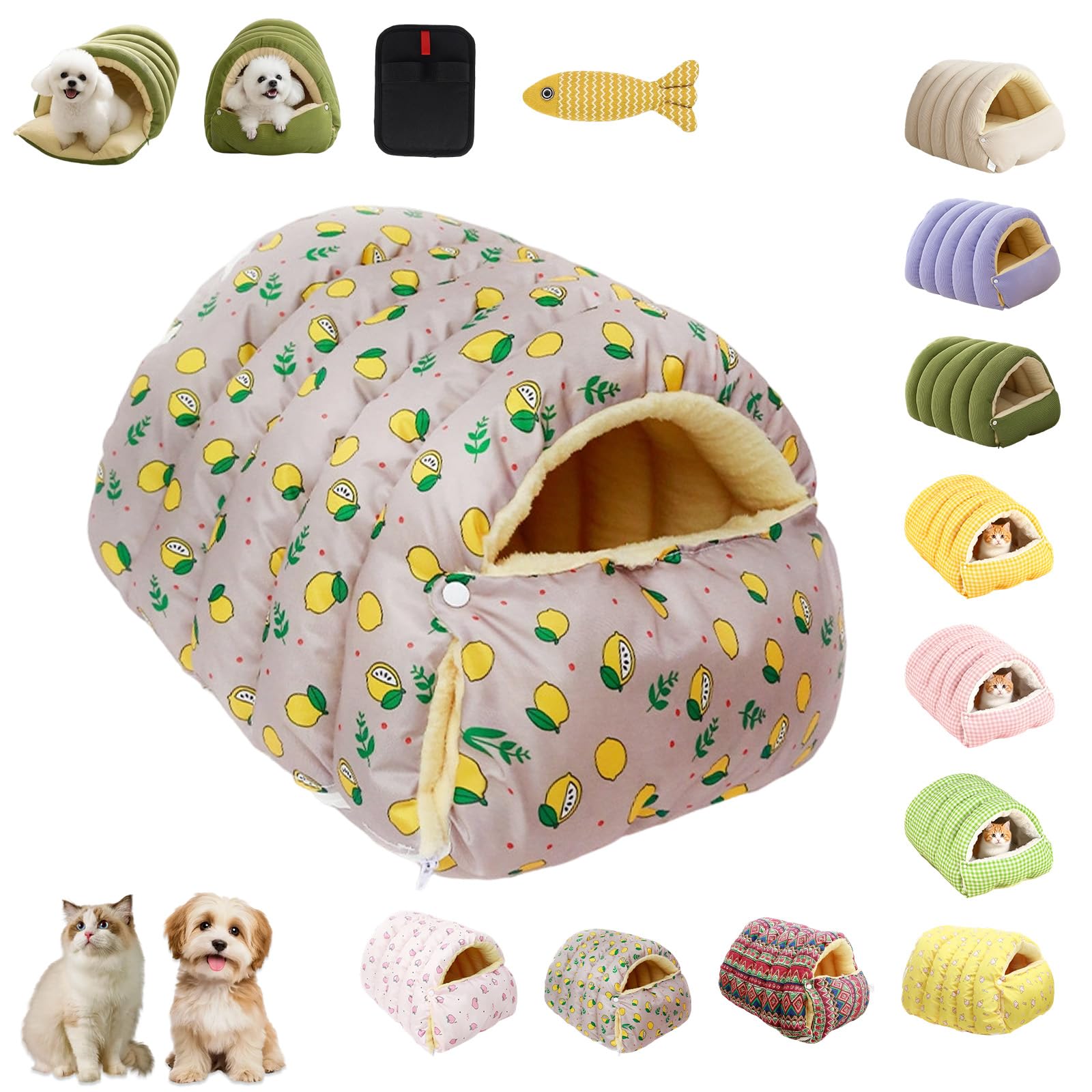 Cutypet Winter Cave, Cozy Monster Cat Bed with Removable & Washable Cushioned, Warm Cats House Tent Bed with Non-Slip Base in Indoor for Cats, Kittens And Small Dogs (Gray,L)