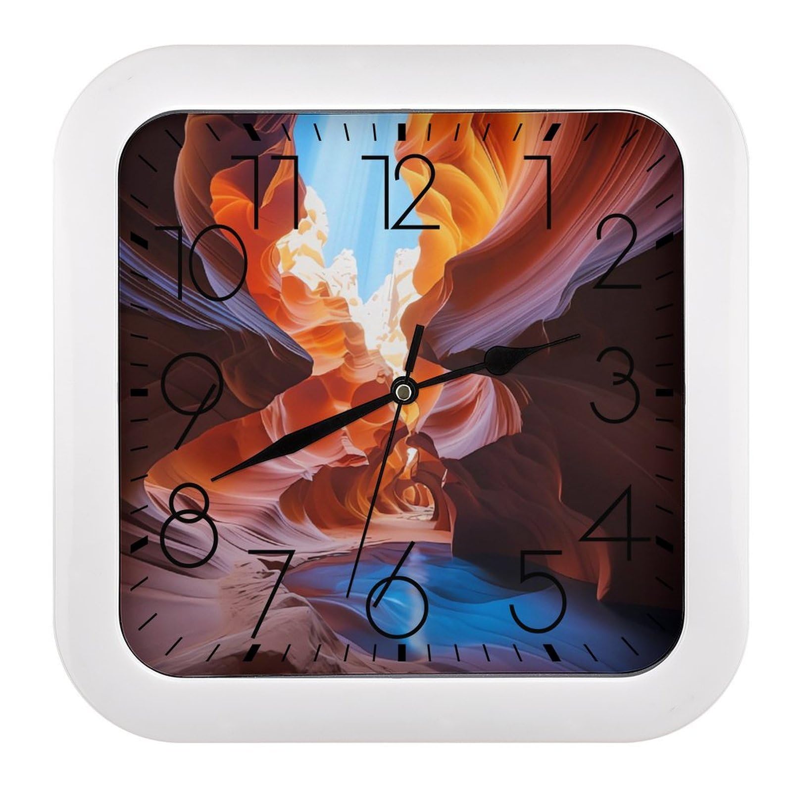 NTVOWPZO 10 Inch Wall Clock Antelope Canyon Battery Operated Wall Clocks Silent Non-Ticking Square Wall Clock for Living Room Kitchen Home Office Wall Decorative Clocks