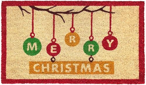 Felpudo de Navidad con adornos copetudos múltiples, 18 x 30 pulgadas