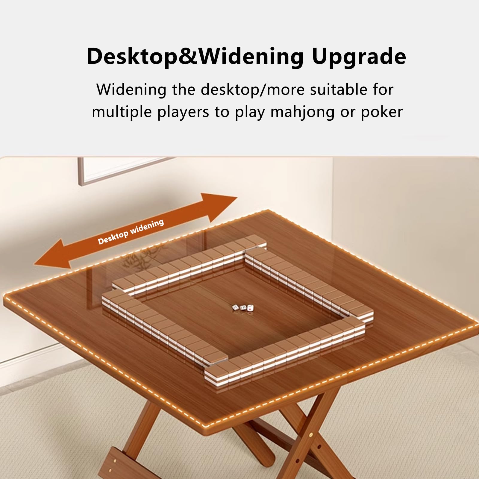 Table de mahjong pliante de 66 cm, table portable avec pieds pliables pour mahjong, domino, poker et jeux de cartes