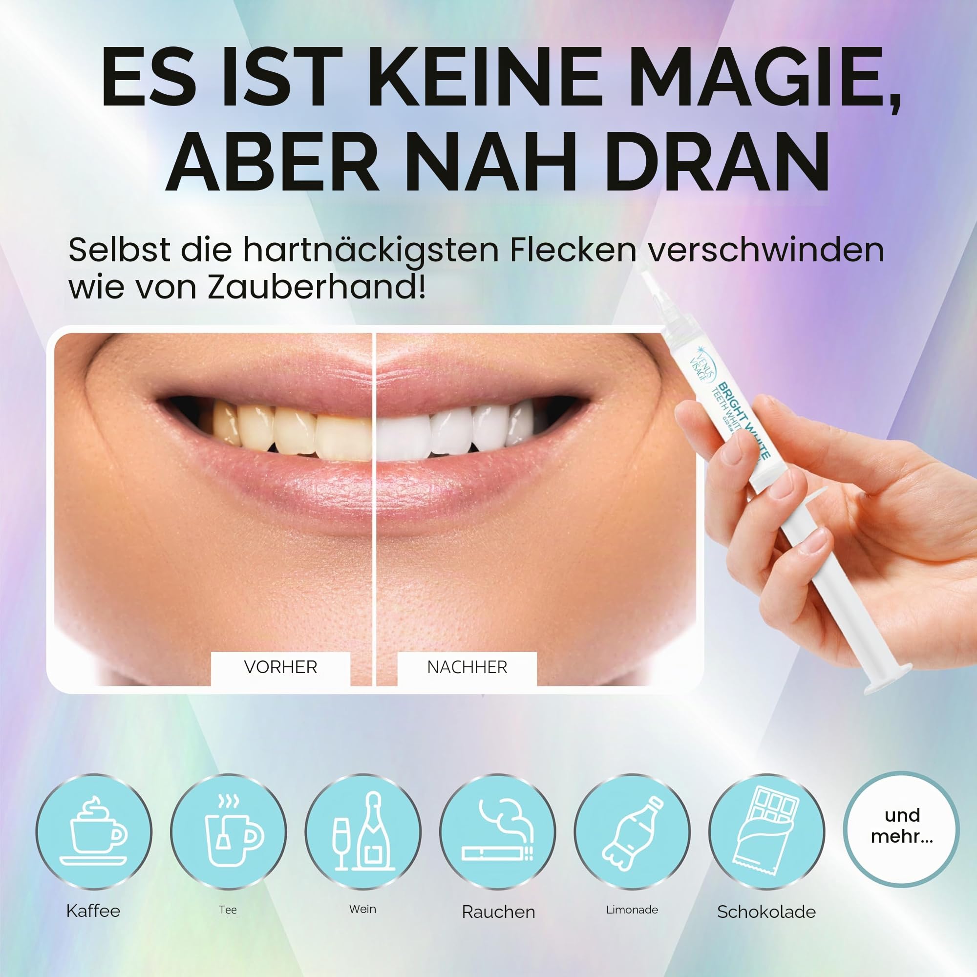 Venus Visage Zahnaufhellung Gel Spritzen (8 Pack) - Zahnaufhellung Kit Nachfüllung für Tabletts - Keine Empfindlichkeit - Sichtbare Ergebnisse (je 3 ml/3,0 ml)