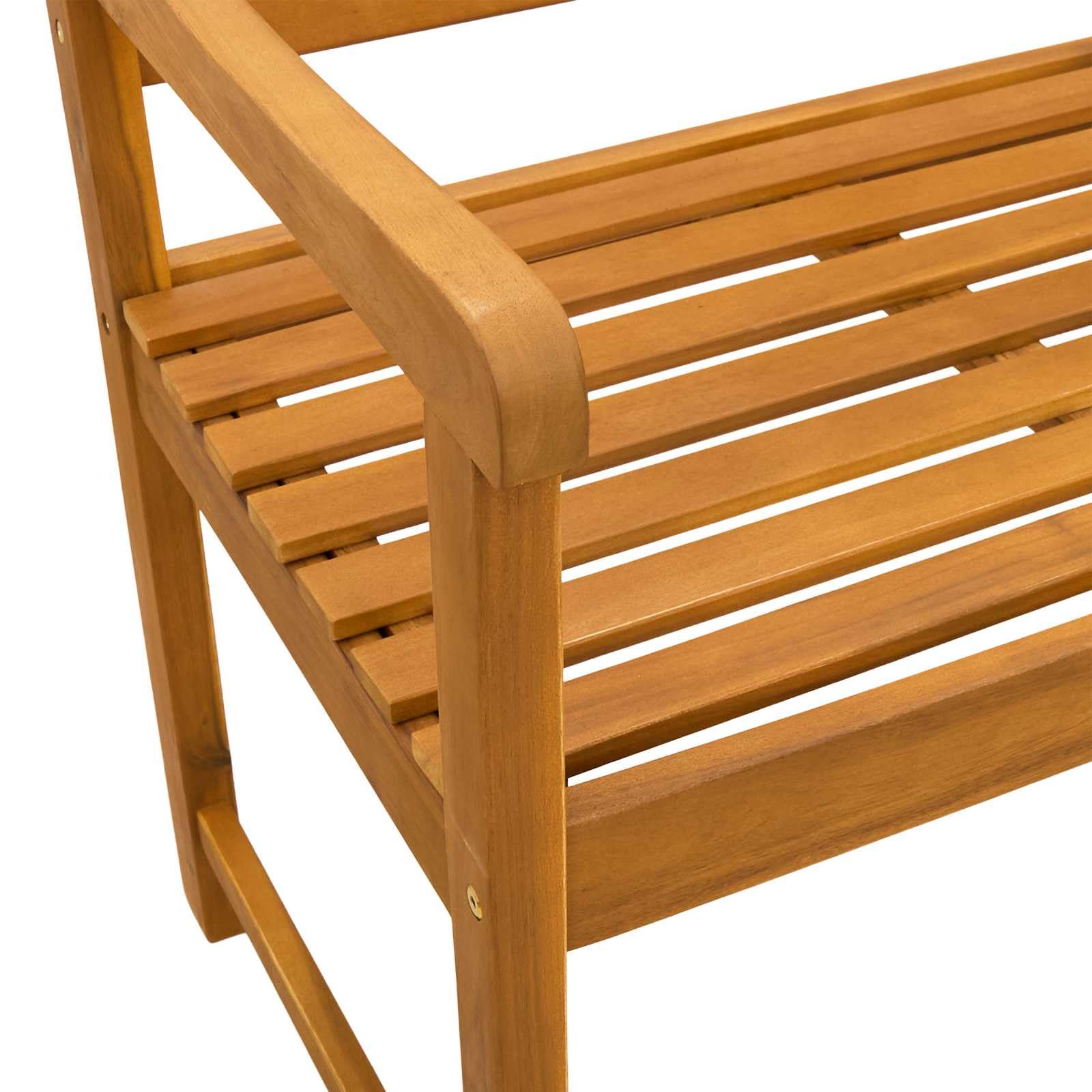 Fengshui Akazienholz Gartenbank 180 cm Natur Geolt | Massivholz, Armlehnen, Rustikales Design, Pflegeleicht, Fr Außenbereiche