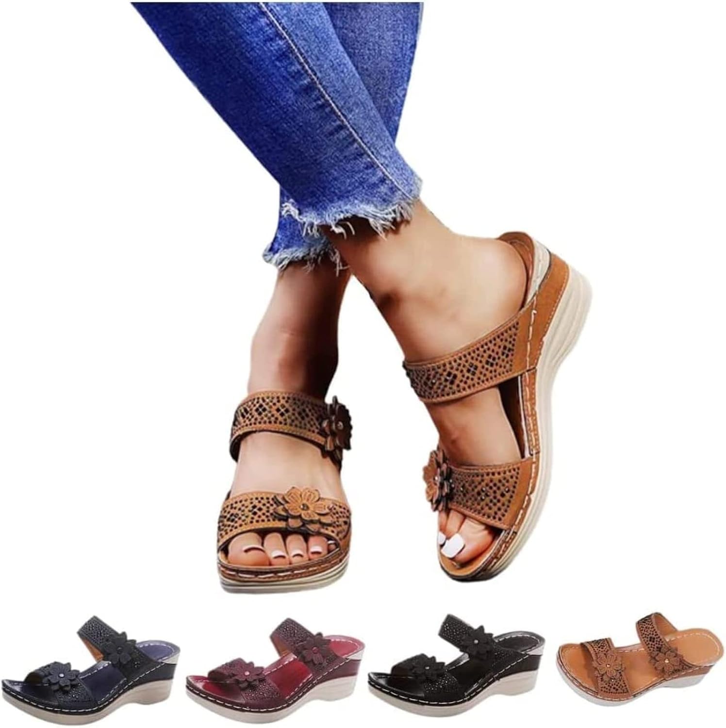 VAlink Sandales Orthopédiques élégantes à Bout Ouvert Et Talon