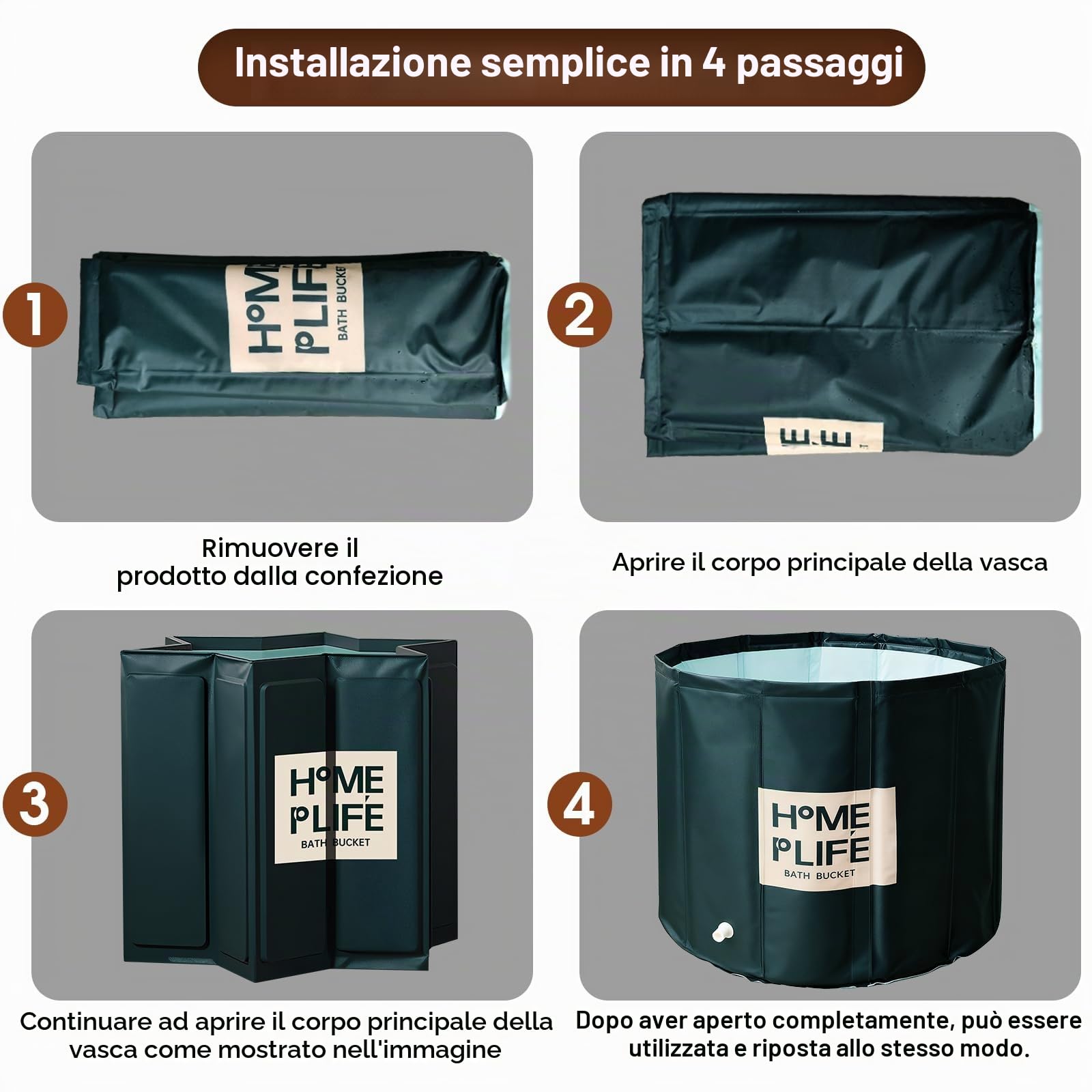 Vasca da bagno pieghevole per adulti, vasca da bagno portatile per esterni per spa calda e bagno di ghiaccio, vasche da bagno indipendenti per un rapido recupero muscolare installazione rapida senza