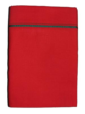 PRAKASAM COTTON Mens Single Colour Dhoti/Single mundu/1.28X2.00 Meter Single dhoti (Red)