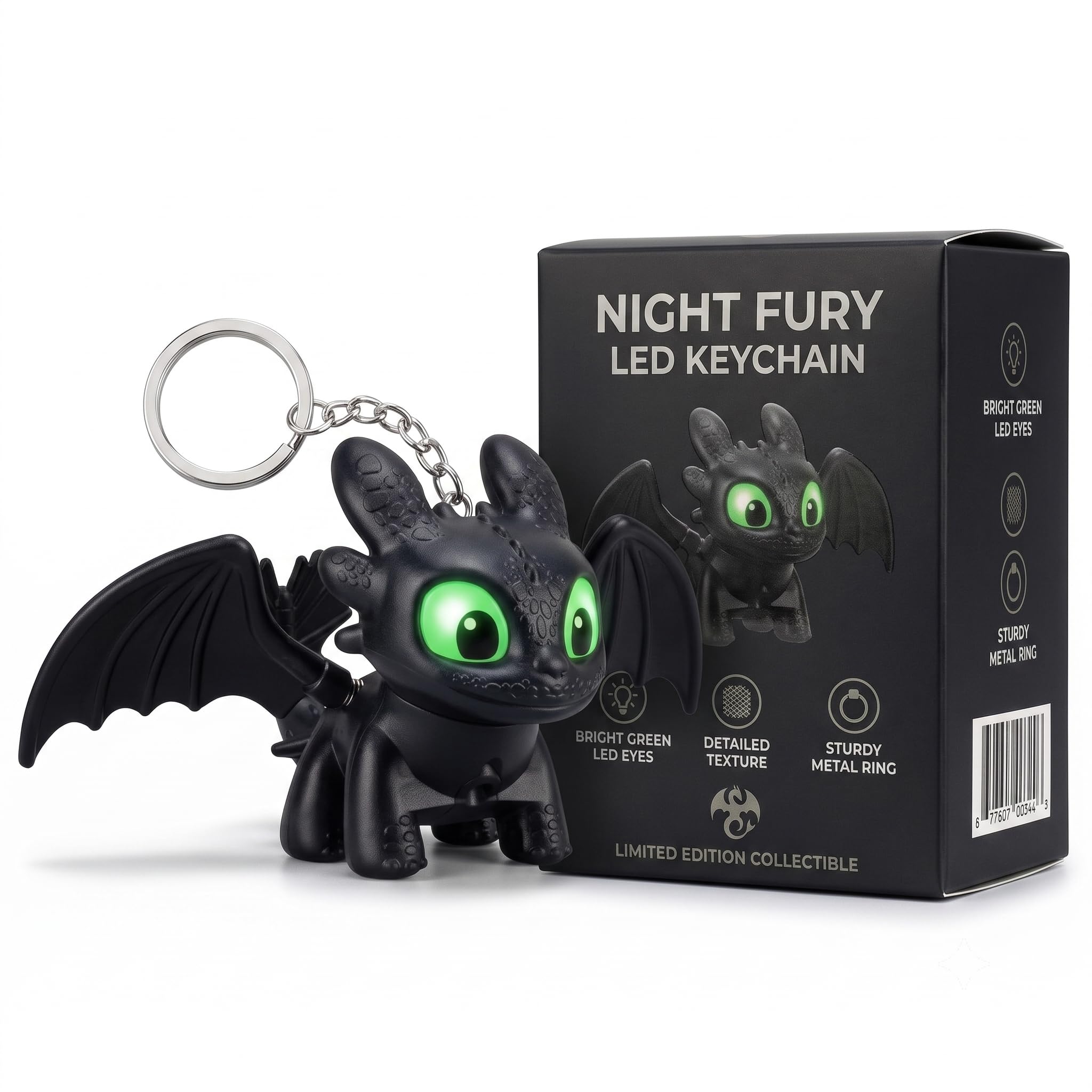LED Dragon Keychain Toy with Moving Wings | Glowing Night Fury Dragon Key Ring | Mini Fantasy Dragon Figure Charm for Car Keys, Bike Keys, Backpack, School Bag, Purse & Kids Gift-image-32