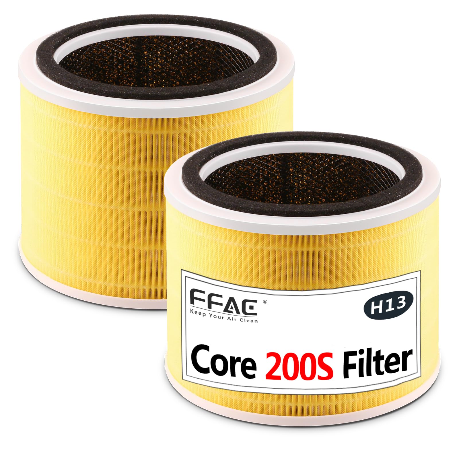 Confezione da 2 filtri Core 200S compatibili con purificatore d'aria LEVOIT Core 200S, sistema di filtraggio 3 in 1 di H13 True HEPA e prefiltro a carbone attivo (filtro per la cura degli animali