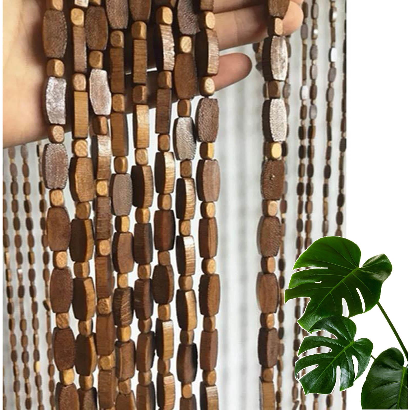 Rideau De Perles, Rideau De Porte Anti-Mouches, Rideau De Perles en Bois pour Porte, Rideau De Porte Et Fenêtre Suspendu, Rideau De Perles en Bambou Naturel, Fait À La Main,35strands-70x190cm