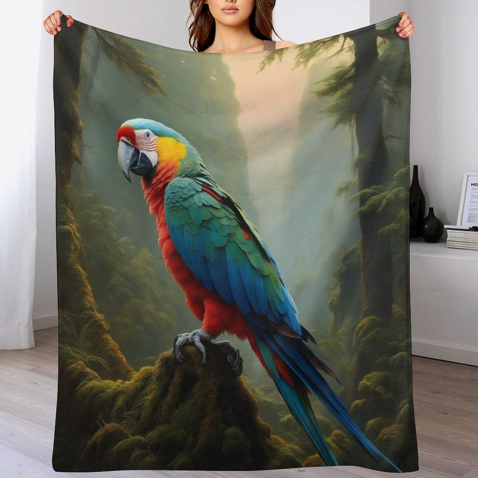 Couverture douce et chaude perroquet flanelle un cadeau déco original