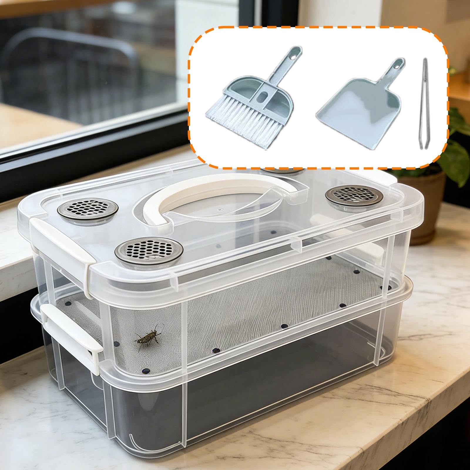 F Fityle Boîte d'élevage de Farine pour élever des vers de Farine Vivants. Empilable, Elle empêche Les évasions et est Facile à Nettoyer. Boîte, Filet Fin