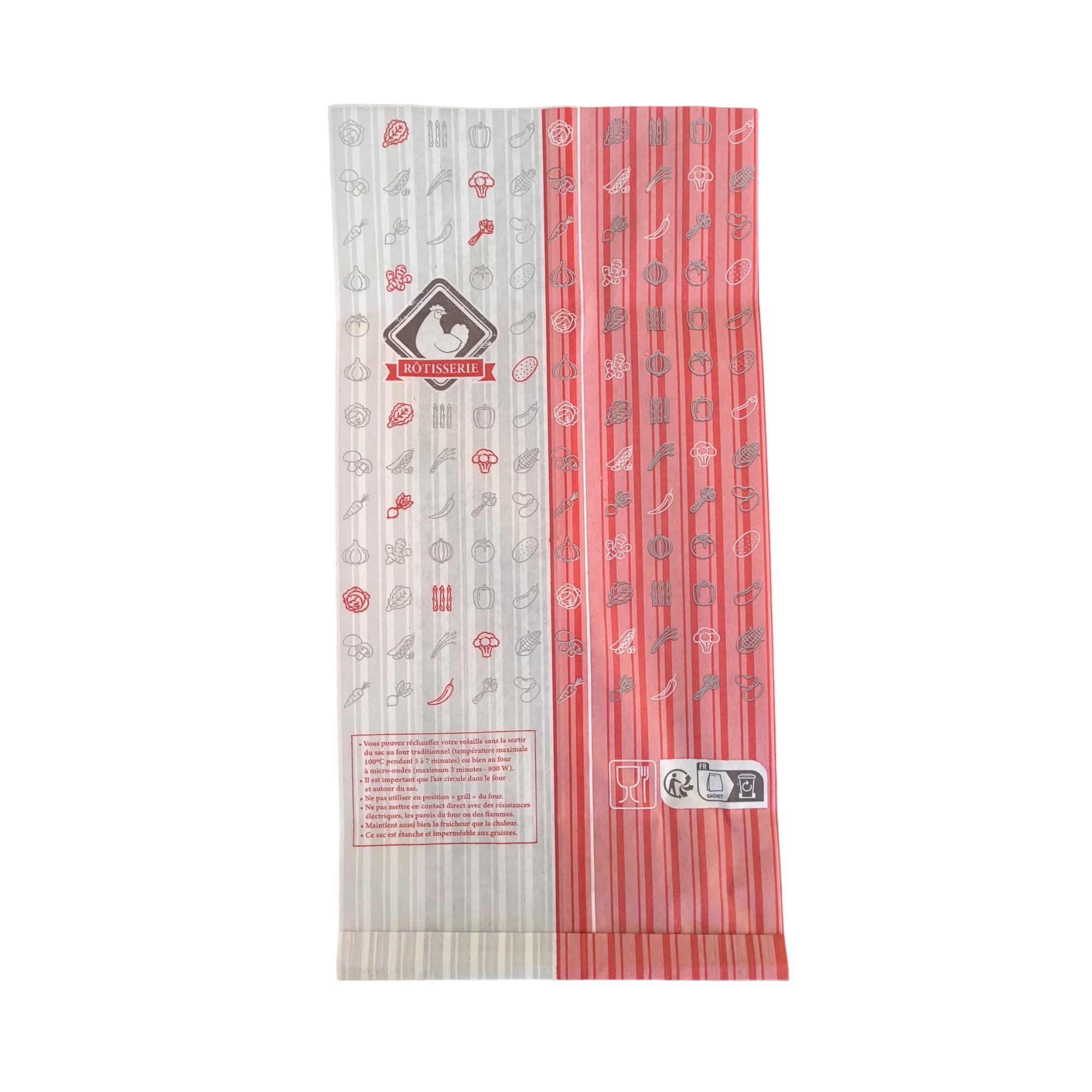 500 bolsas de pollo de papel ingrasiable impreso 18+7x35 cm bolsa de alimentos para pollo roti