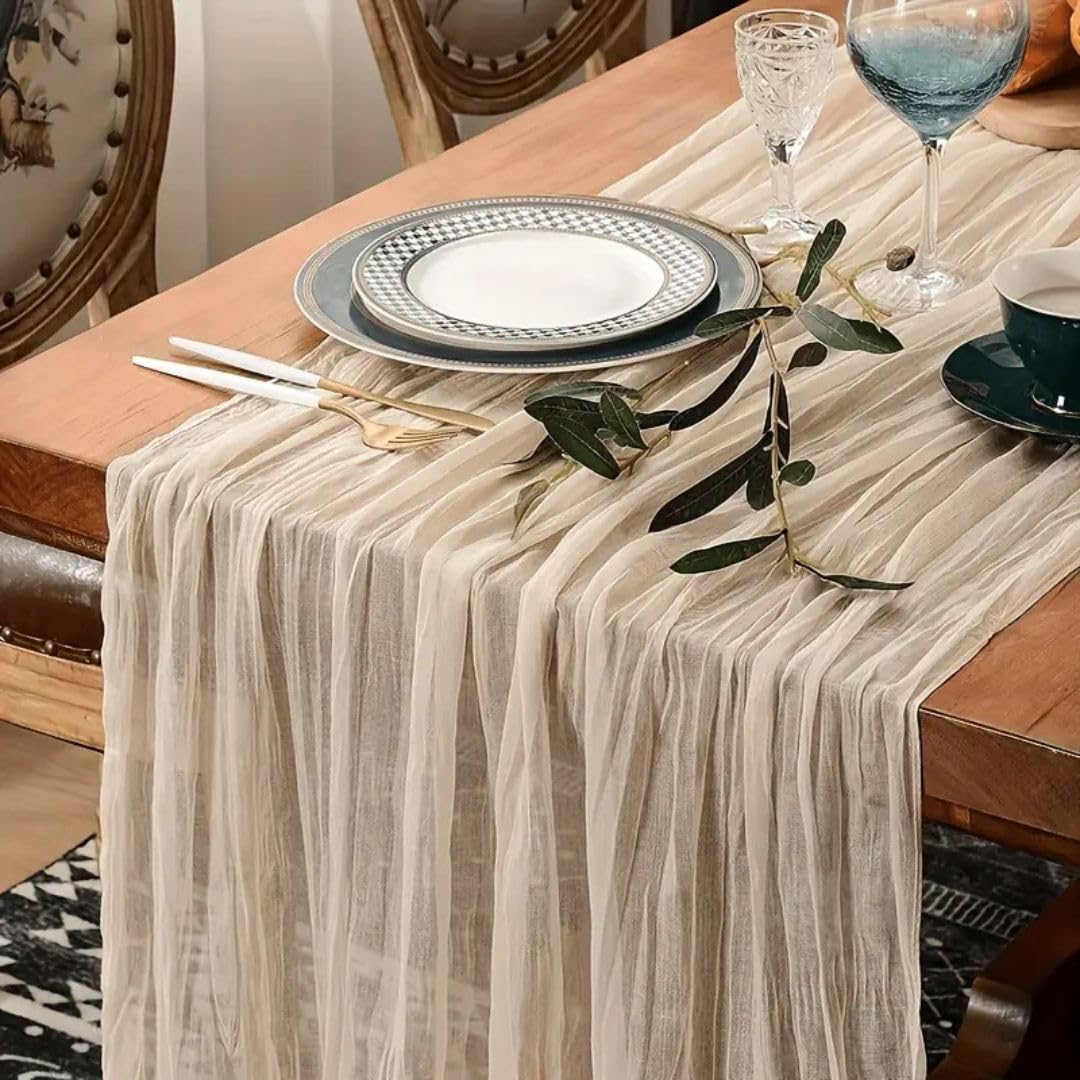 Caminho de Mesa Gaze de Algodão Grande para Casamento e Festa | Decoração de Mesa, Tecido