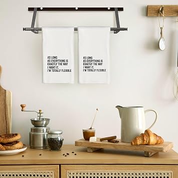 Funny Kitchen Towels - As Long As Everything is Exactly The Way I Want It I'm Totally Flexible Decorative Hand Towels for Bathroom, Funny Dish Towels for Kitchen, Sarcastic Gifts for Women