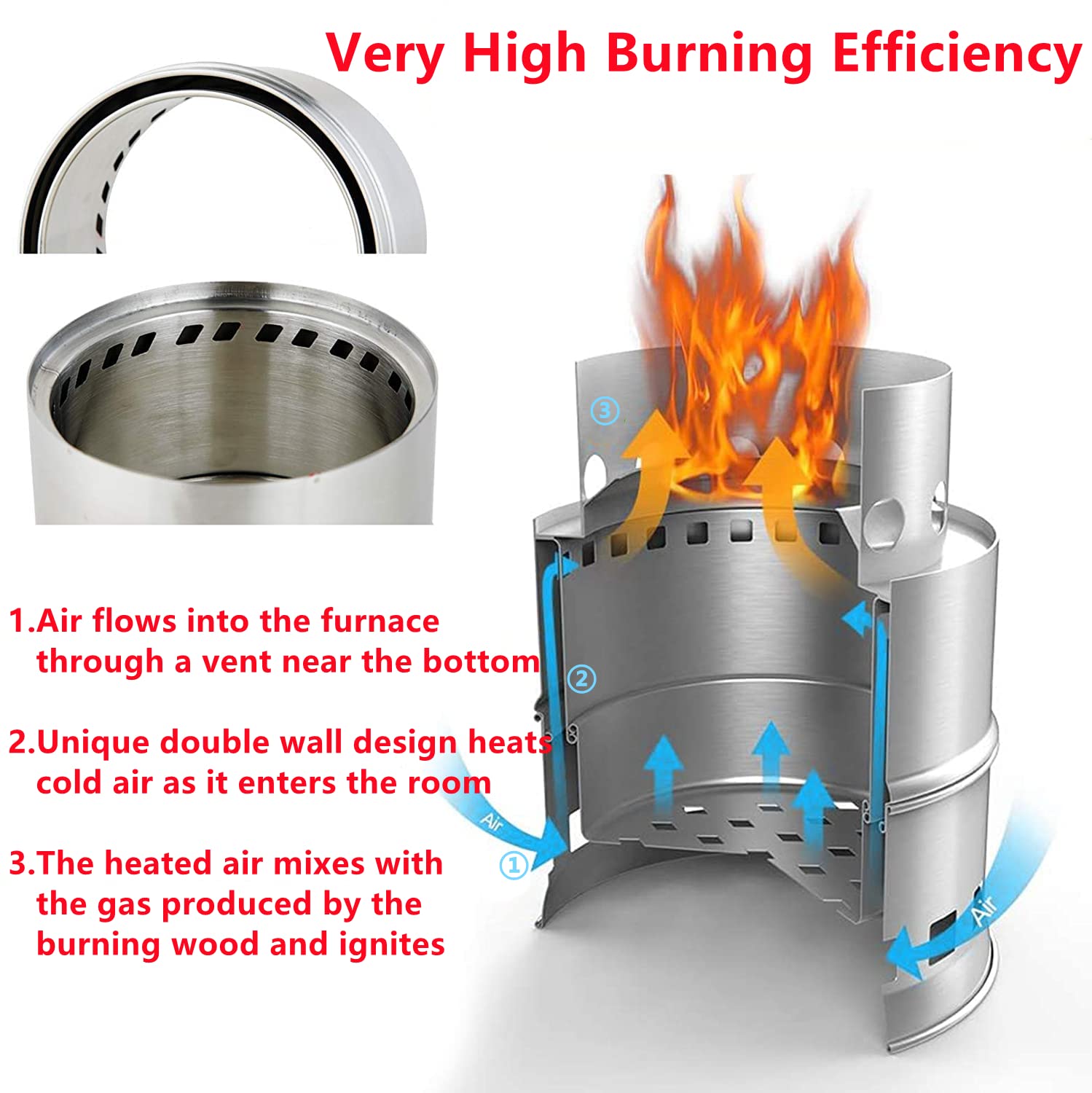Amazon.com: EMOT Oversized Camping Stove, Large 7 Inches Outdoor Wood Stove,  Rocket Stove, Camping Backpacking Stoves. Burns Twigs, NO Batteries or  Liquid Fuel Gas Canister Required, 1.75 LB : Sports u0026 Outdoors