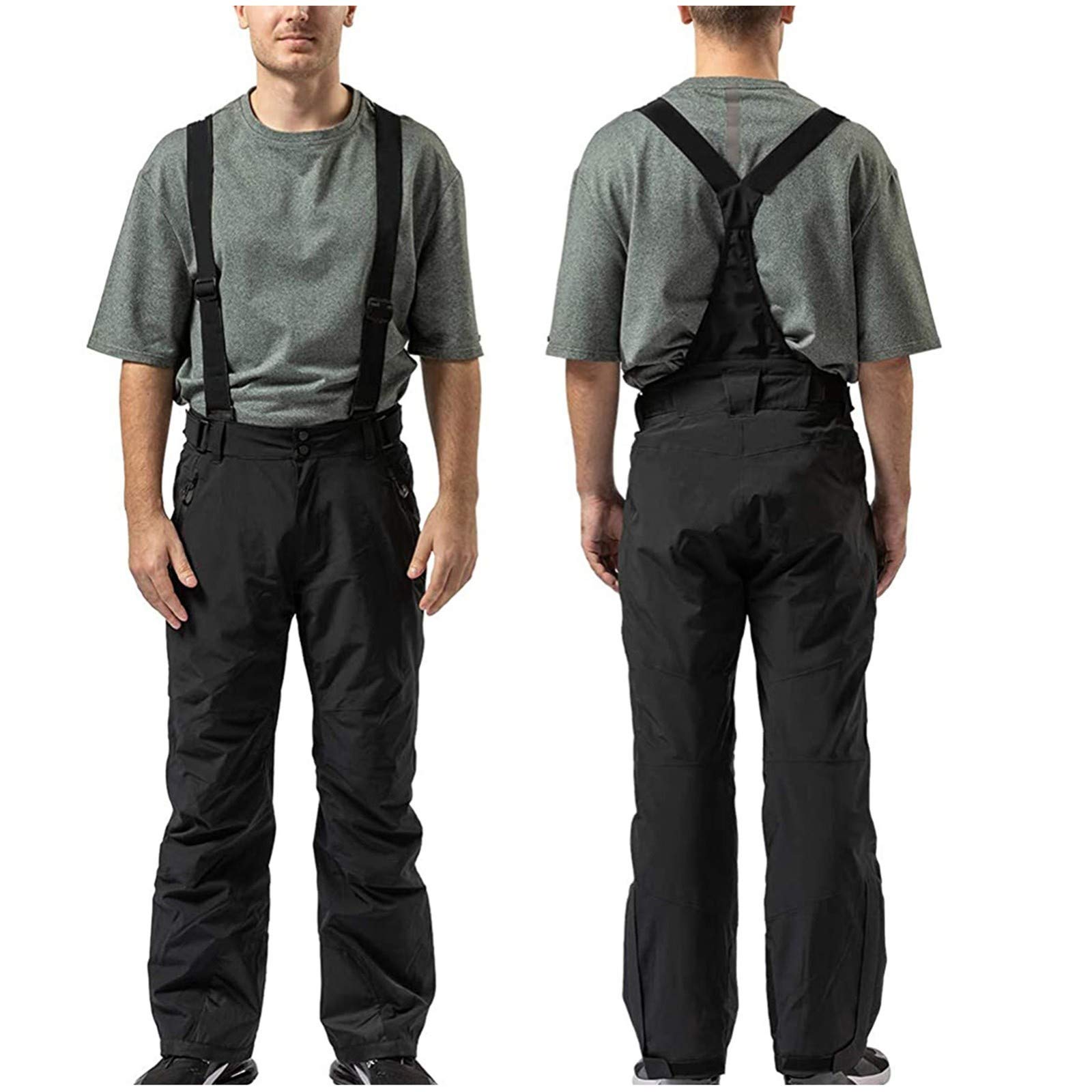 Herren Skihose Wasserdicht mit Strapsen Winddicht Isolierte Snowboardhose Fleece Gefüttert Thermo Winterhose Atmungsaktiv Outdoor Skihose Verstellbar Schneesicher Schneekleidung