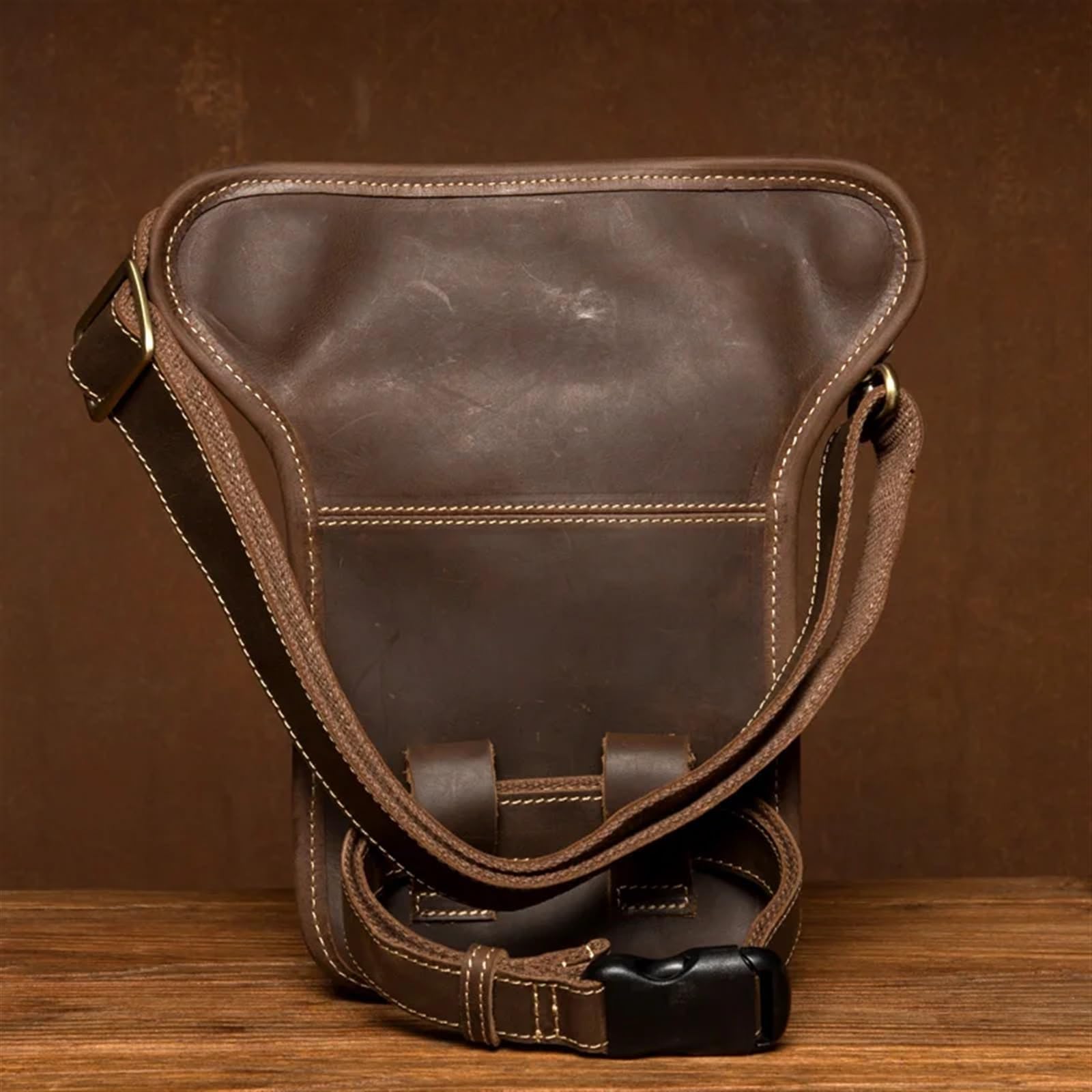 Riñonera de Pierna Bolso de Pierna de Cuero con Textura Retro, Bolso de Hombro Tipo Mensajero de Cuero con Bolsillo de Cuero, Bolso de Cuero for Motocicleta for Hombre para Hombre Muje