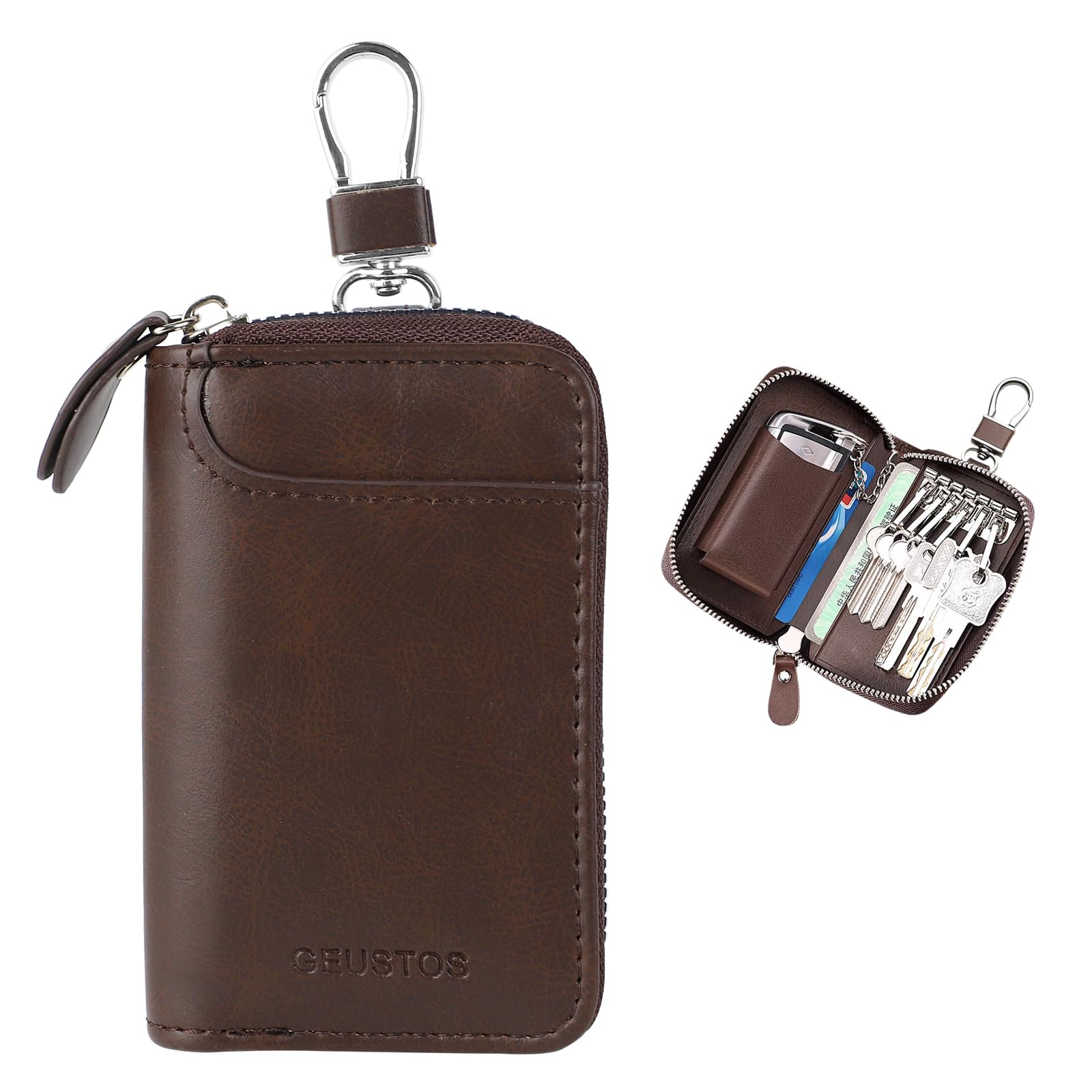 GmeDhc Estuches de llave, llavero de Cuero Hombre Mujer, Llavero de piel Multifunción de Gran Capacidad para llaves de coche, carnés de identidad, tarjetas bancarias, llaves de puerta