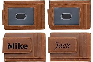 Personalized Leather Magnetic Money Clip Wallet