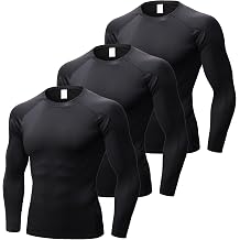 3 Pack Compression Shirts for Men Long Sleeve, Lightweight Athletic Base Layer Workout Running Gym Workout Tops