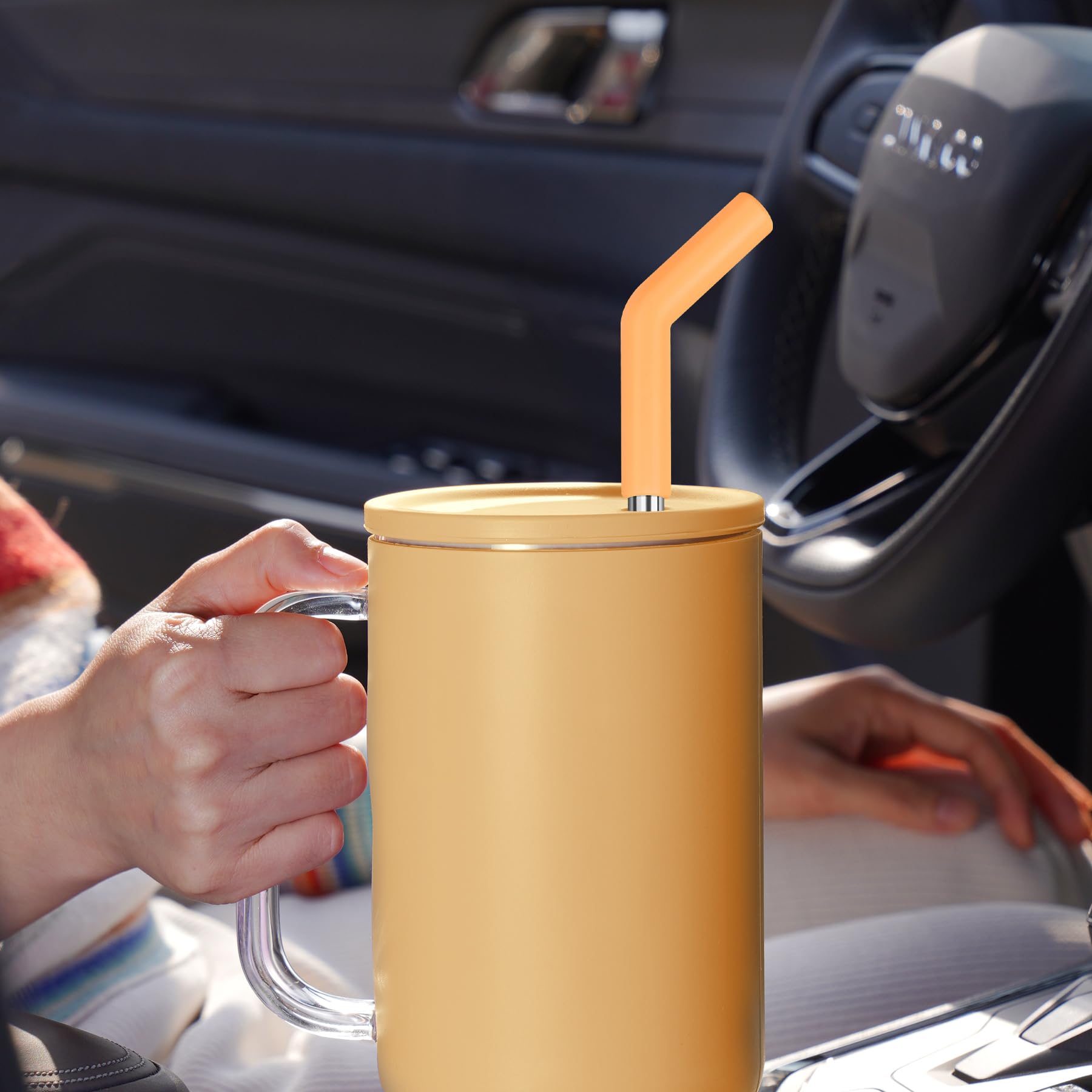 Tomorotec 6 pajitas de acero inoxidable con punta de silicona aptas para vasos Stanley de 40 onzas con 2 cepillos de limpieza, 13 pulgadas de largo, sin BPA, saludables y seguras para exteriores y