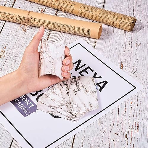 Vista 65 de Airssory 100 unidades de almohada de papel kraft vintage de 3 x 2 pulgadas, caja de embalaje de dulces, caja de embalaje de dulces, cajas de regalo