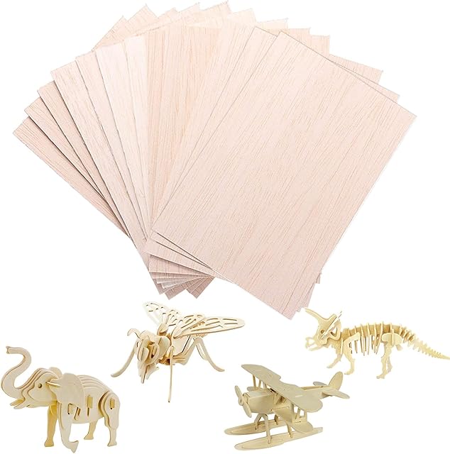 12 Pack Balsa Wood Sheets,Thin Craft Wood Board for House Aircraft Ship Boat Arts and Crafts, School Projects, Wooden DIY Ornaments (100x200x2mm)
