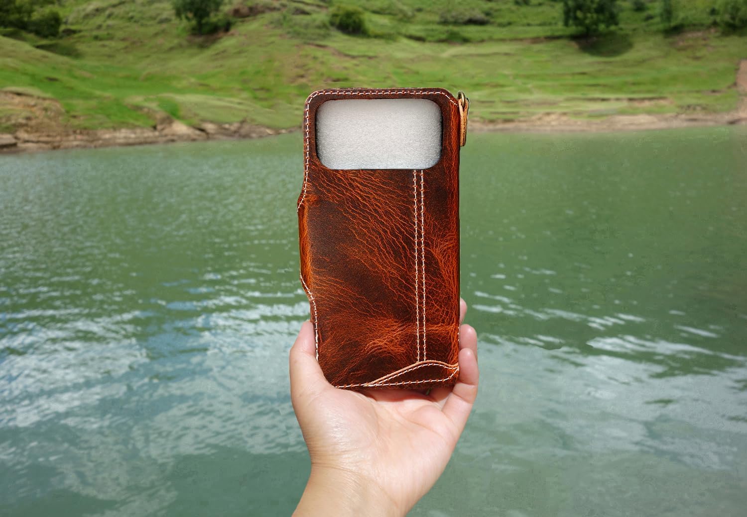 Yogurt Case Compatible for iPhone 17 Pro, Genuine Leather Wallet Cover Compatible for iPhone 17 Pro, 6.3-inch Handmade Dark Brown