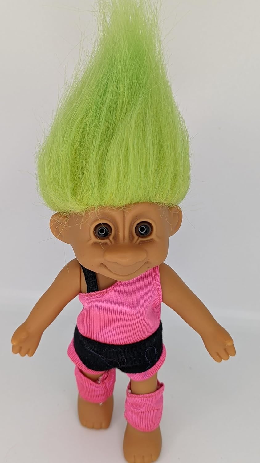 Troll Doll Green Hair Vintage Retro 7 inch Girl Dress