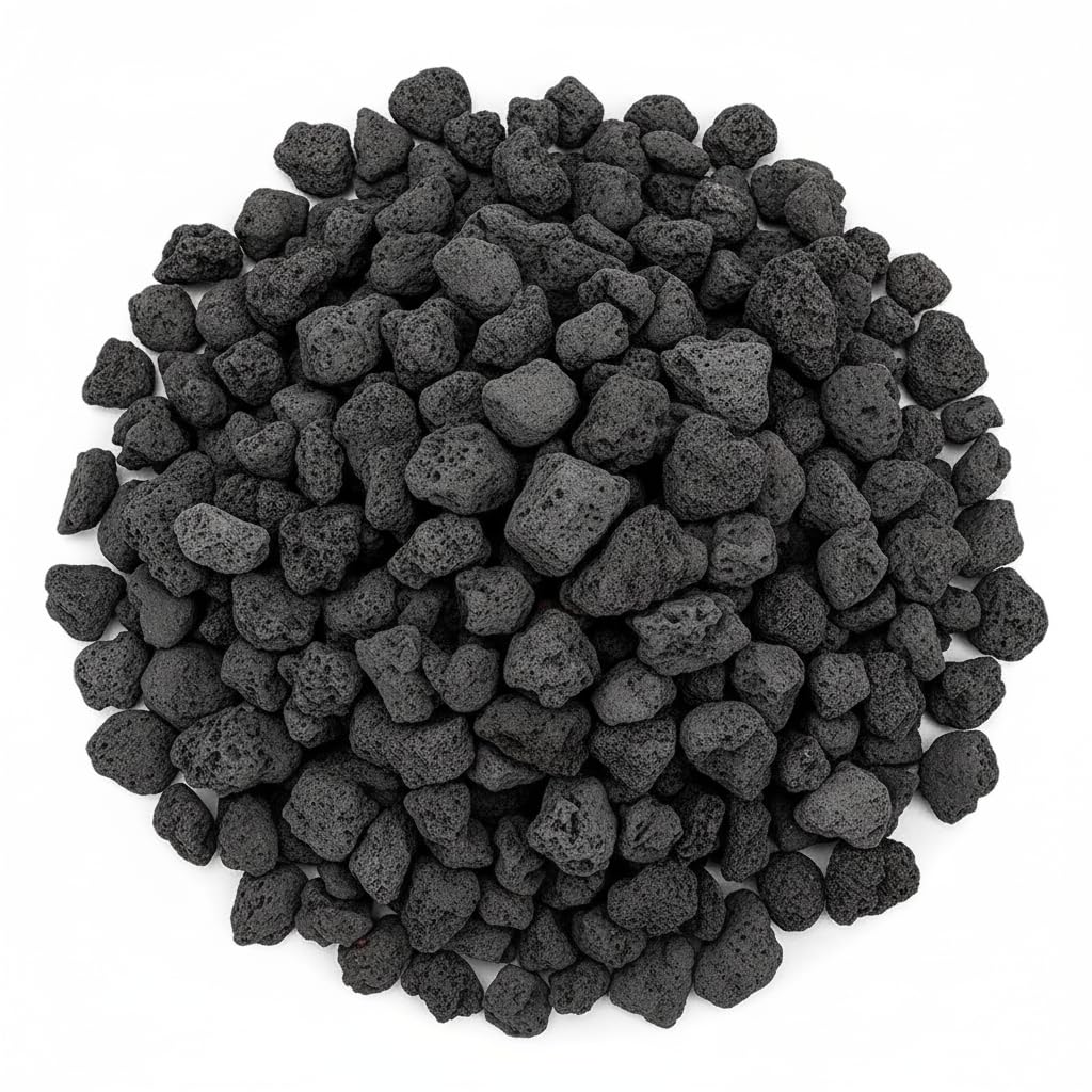 Mr. Fireglass 10 Pounds Black Lava Rock for Fire Pits Fireplace, 0.3"-0.6"