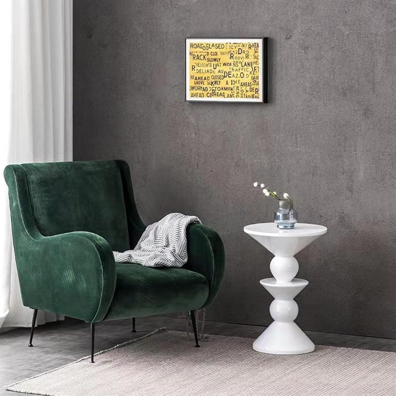 Table d'appoint ronde moderne pour salon et chambre à coucher - Petite table ronde Martini - Table de nuit unique pour petits espaces - Finition blanche