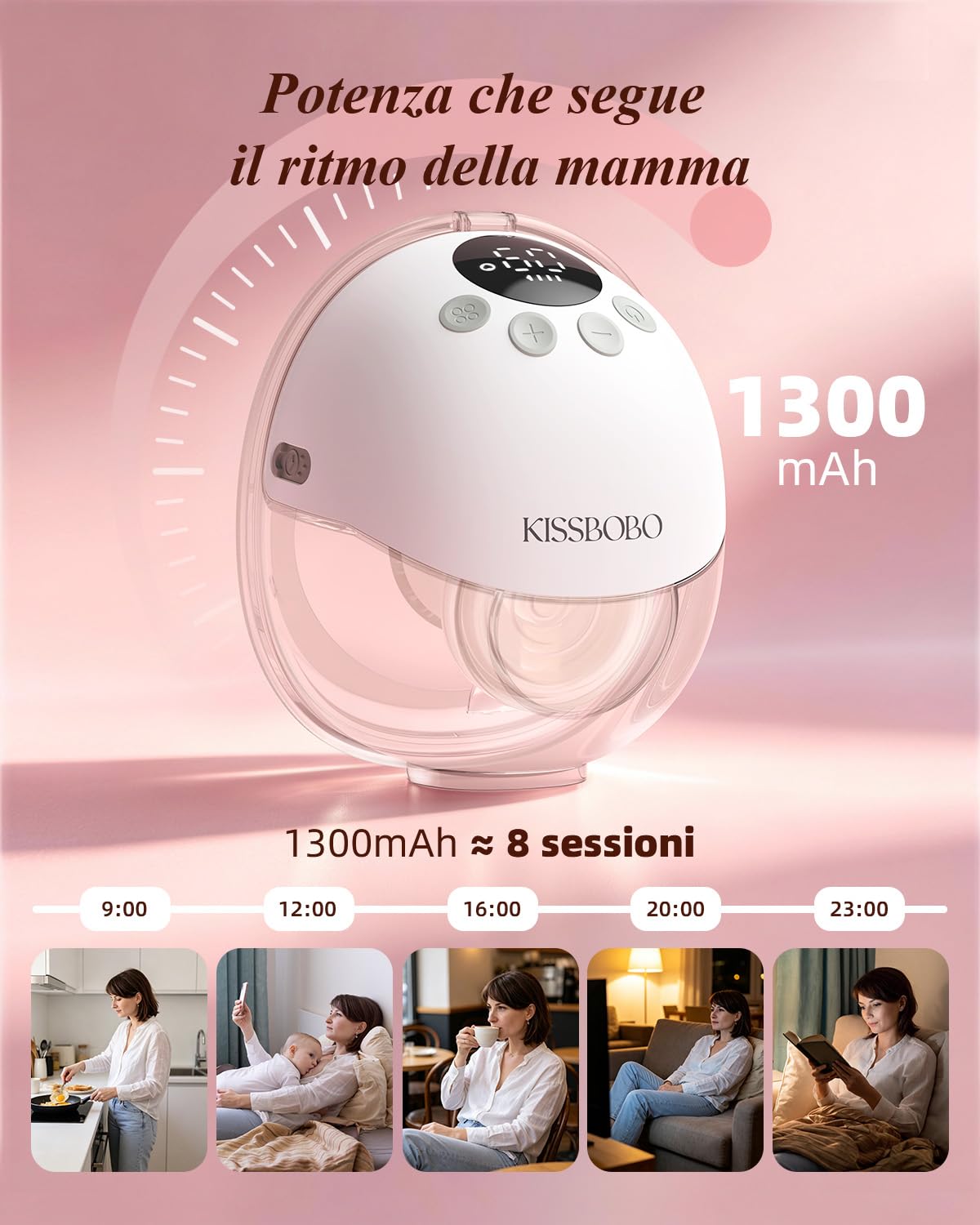KISSBOBO K8 Tiralatte Elettrico Indossabile Doppia