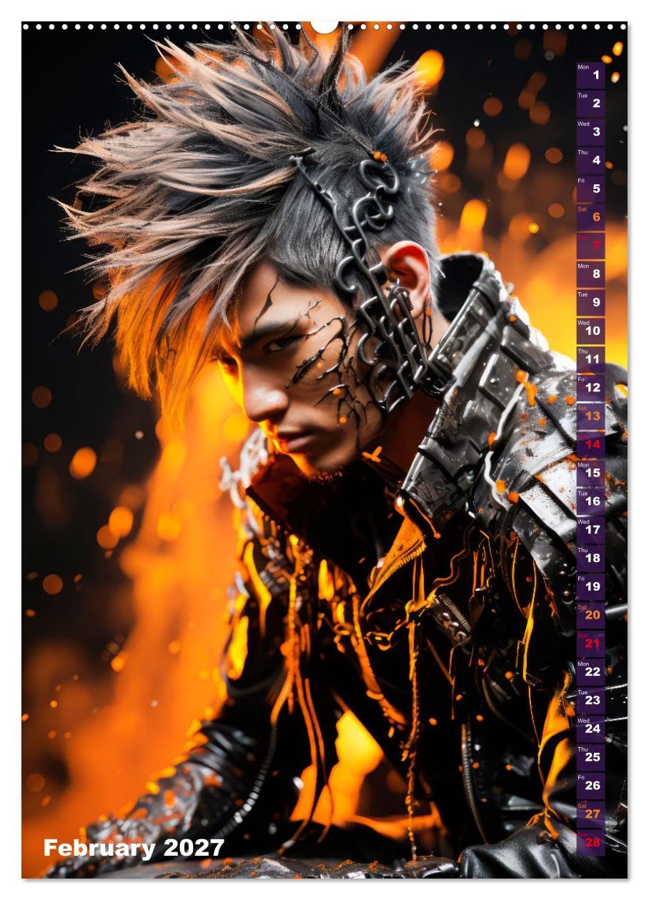 CYBERPUNK Cool guys (Wall Calendar 2027 DIN A2 portrait), CALVENDO 12 Month Wall Calendar: Rebels in the era of AI technology