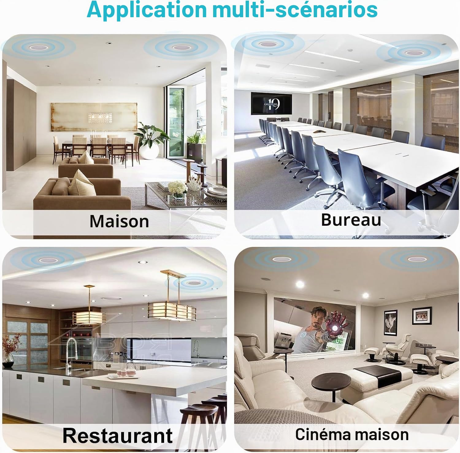 STUDIOFINIX Enceintes Bluetooth encastrées pour intérieur, cuisine, cinéma maison, chambre, bureau, terrasse couverte 16,5 cm 300 W (2 haut-parleurs)