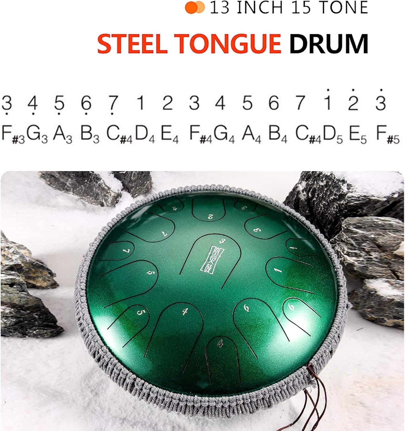 Pearlescent Lacquer Steel Tongue Drum, 13 Inch 15-Tone Handpan Steel Drum Percussion with Backpack,Ebony Hammer,Music Tutorials for Meditation, Yoga and Zen (Color : Silver)