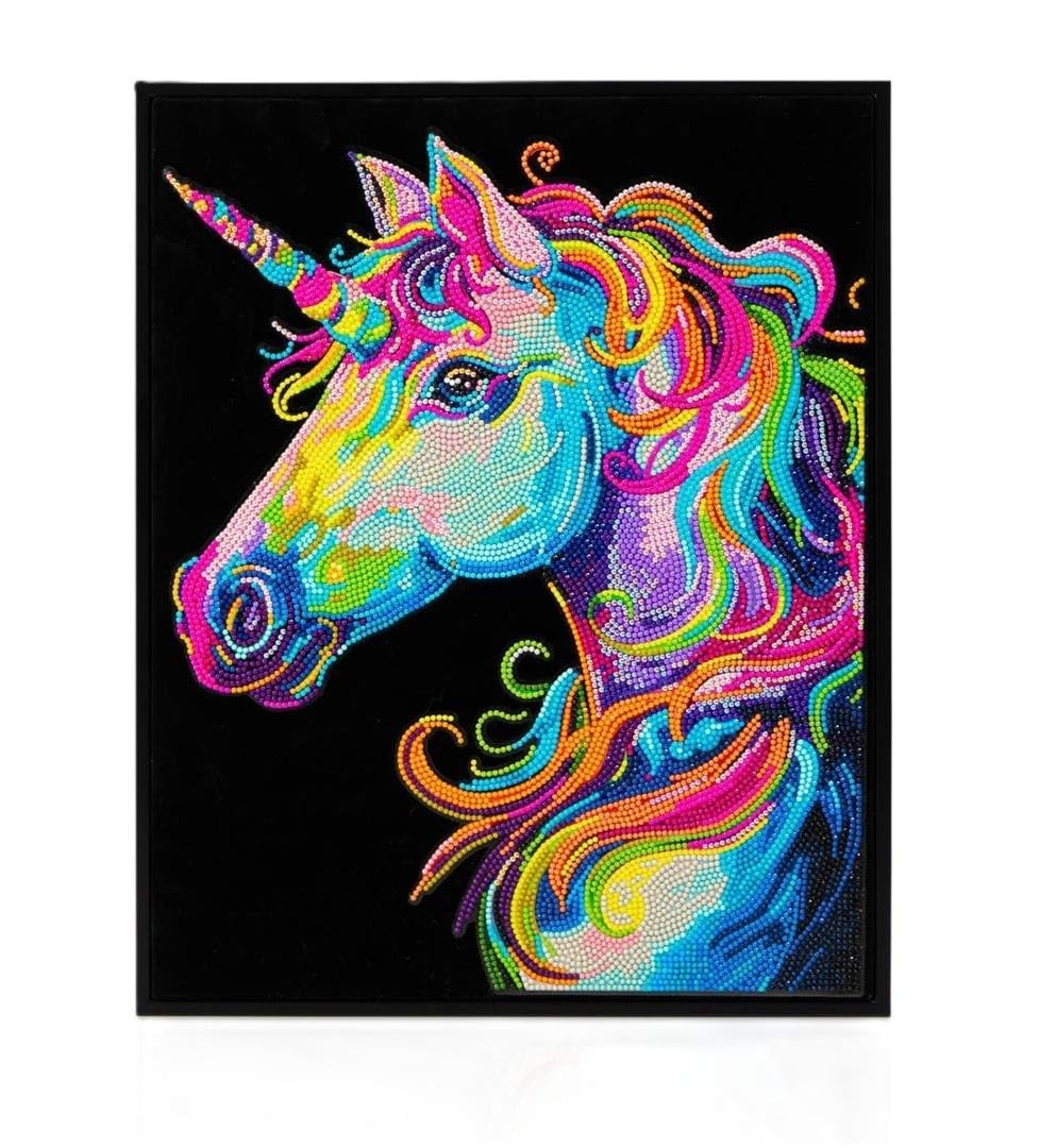 DIAMOND DOTZ Original 5D Diamond Painting Set Neon-Einhorn (DD25.011), 35,5 x 45,7 cm, Teilmotiv