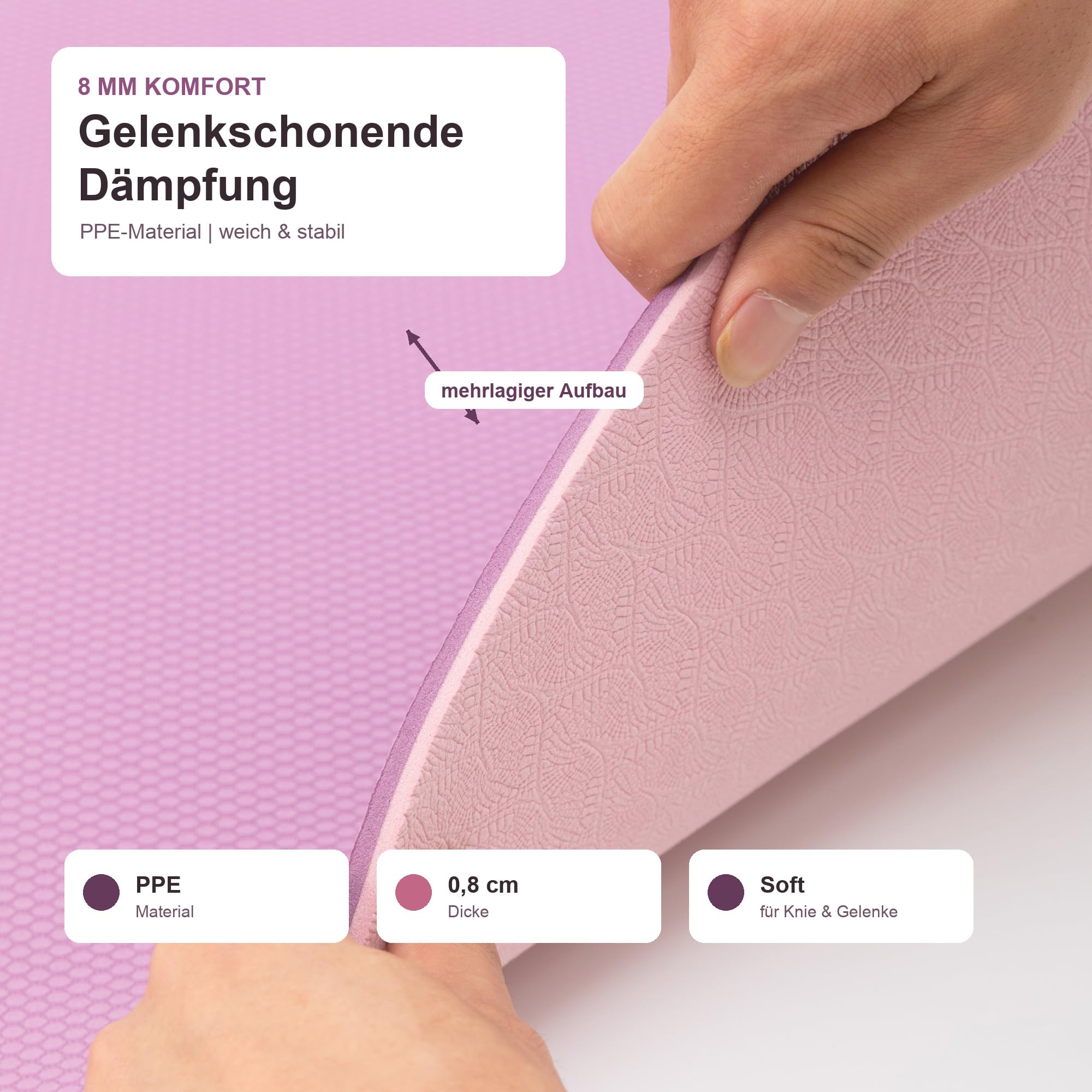 große breite TPE Yoga Mat dicke Rutschfeste 183 * 80 * 0,8 cm für Frauen Männer Übung für zu Hause Ideales Training für Fitnessstudio, Pilates Fitness
