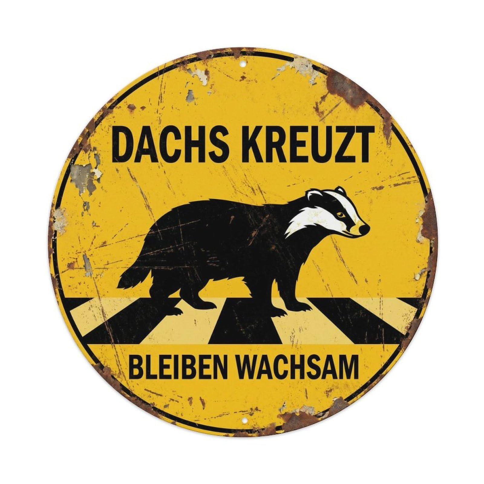 Badger Crossing Bleiben Wachsam Rustic Metal Tin Sign
