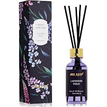 Airkeep Reed Diffuser Set, 3.38 fl oz 100 ml - Lavender Field Oil Diffusers with 8 Reed Sticks, Home Fragrance Reed Diffuser for Bathroom Shelf Decor