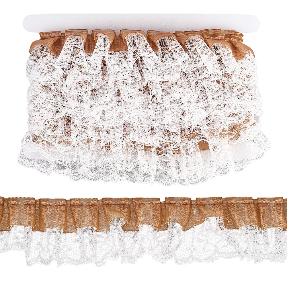 Bordure Plissée Dentelle à Volants BENECREAT 2.5m - Ruban Mousseline Blanche 13cm Pour Mariage Et Couture