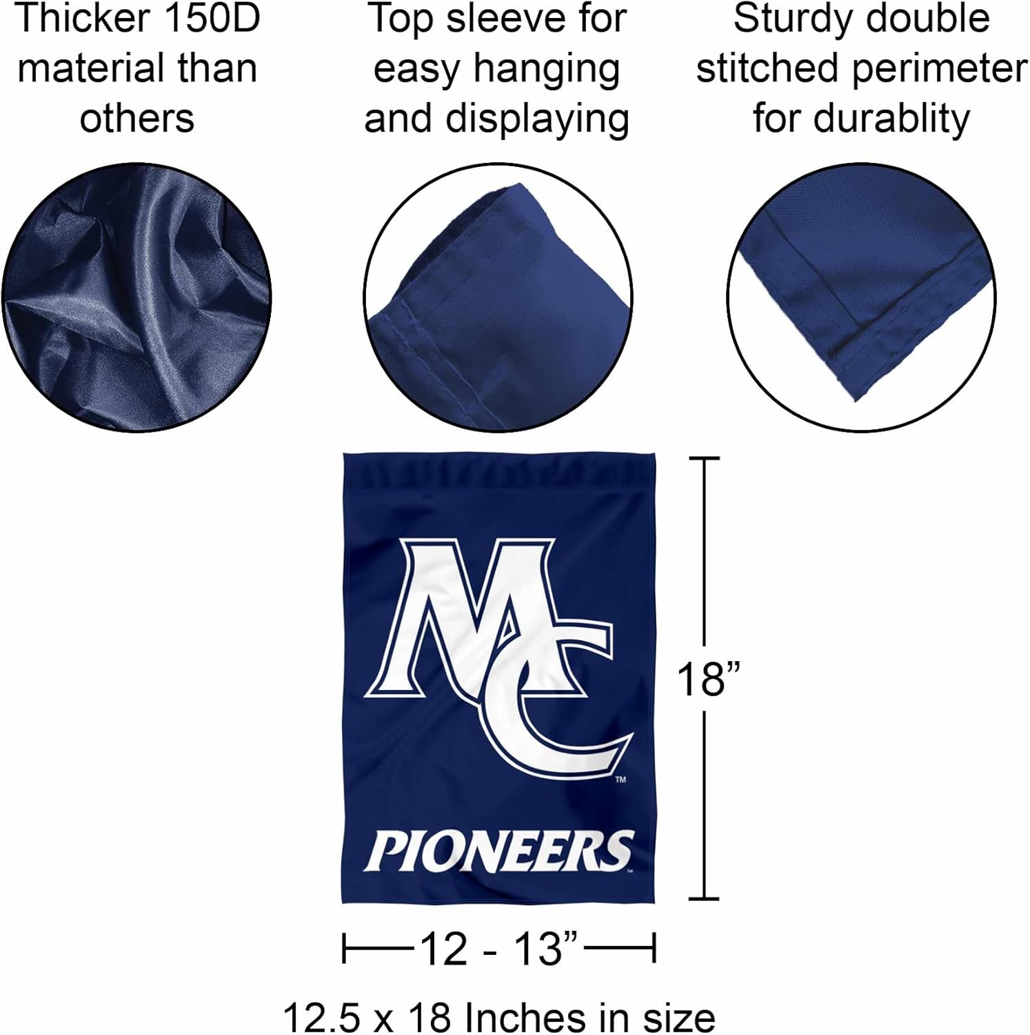 Marietta College Pioneers Wordmark Logo Garden Banner Flag - Image 3