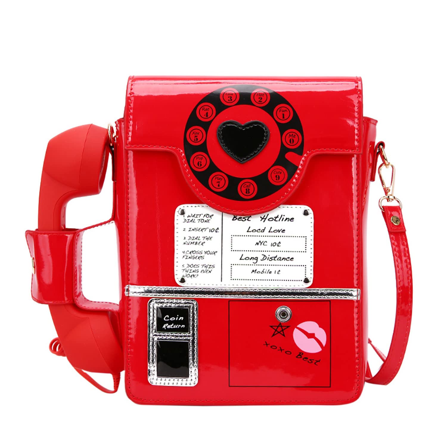 KUANG! Women Reflective Fashion Telephone Shaped Shoulder Bag Ladies Novelty Microphone Crossbody Bag Chain Purse for Girls