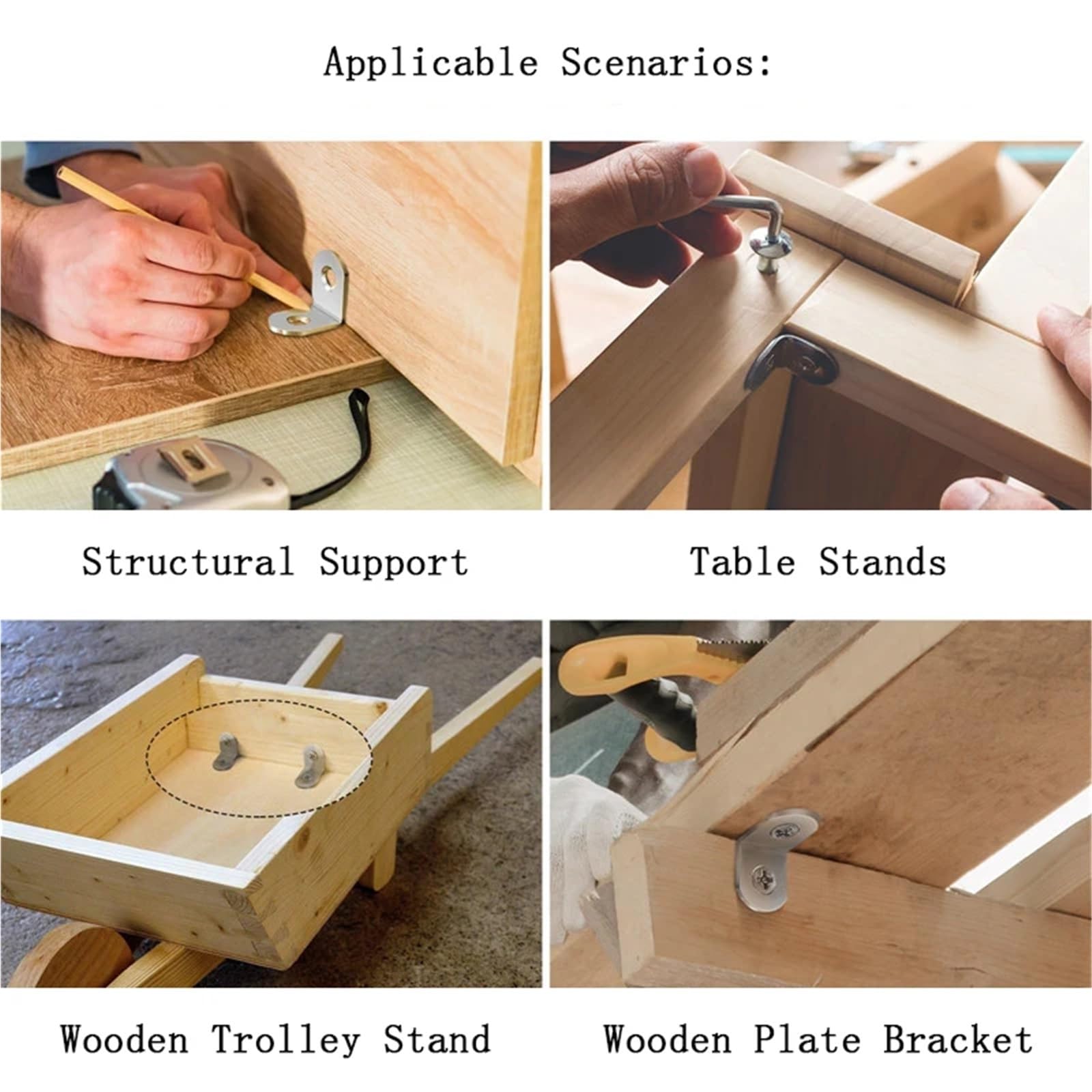 Soporte De Esquina De L 10/20/50 escuadras en forma de L, ángulo recto 90 grados, acero inoxidable, con tornillo for muebles madera y armarios para Muebles(40pcs)